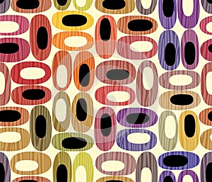 Seamless abstract mid century modern pattern of organic oval shapes.