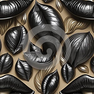 Seamless abstract modernist pattern with stylized female lips photo