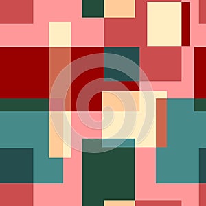 Seamless abstract multicolored pattern with intersecting rectangles. Vector design