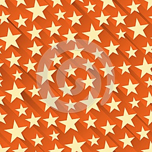 Seamless abstract orange background with falling stars.