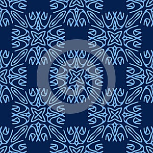 Seamless Abstract Pattern in 2 colors. Blue tones.