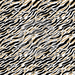Seamless abstract pattern art. Texture with Hand Painted Crossing Brush Strokes for Print. Animal fur texture background. Modern g