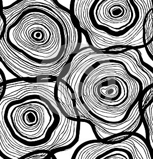 Seamless abstract pattern, artistic texture, drawn background with circles, decorative vector template design.