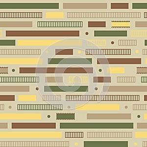 Seamless abstract pattern bricks, stripes, graph, button, bar