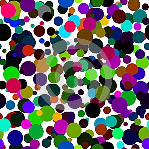 Seamless abstract pattern of circles of all colors of the rainbow.