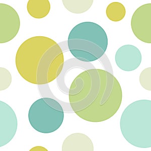 Seamless abstract pattern of circles of different tint and hue of green and turquoise color