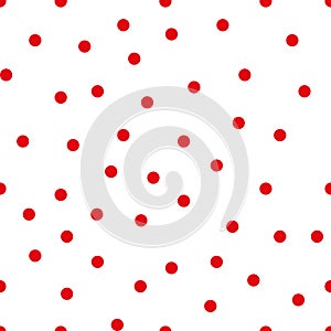 Seamless abstract pattern with circles and dots of red color. Kaleidoscope background. Decorative wallpaper, good for