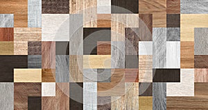 Seamless abstract pattern decorative brown wood textured geometric mosaic background design.