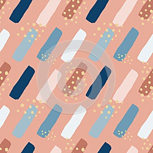 Seamless abstract pattern with geometric shapes. Collage hand drawn style. Trendy pastel colors.