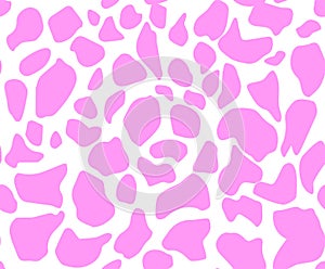 Seamless abstract pattern of pink spots. Pink geometric endless texture on the white background. Vector illustration