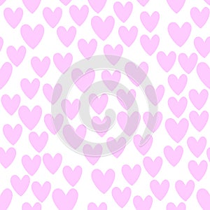 Seamless abstract pattern of small pink hearts on white background. Love backdrop, cute texture for Valentine\'s day