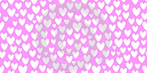 Seamless abstract pattern of small white hearts on pink background. Love backdrop, cute texture for Valentine`s day