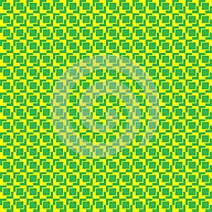 Seamless abstract pattern squares yellow on a green background. Vector image