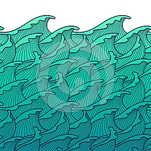 Seamless abstract pattern. Stormy waves. Vector illustration with ocean waves.