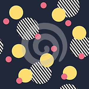 Seamless abstract pattern with stripped circles