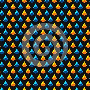 Seamless abstract pattern with triangles and pyramids. Vector background.