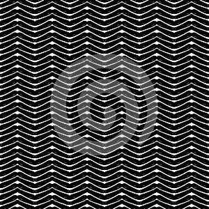 Seamless abstract pattern in vector. Vertical strips of graphic lines drawn with a brush. Black and white grunge background. Tire