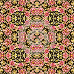 Seamless abstract pink and gold flower