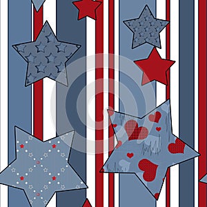 Seamless abstract stars starry patchwork ornamental pattern