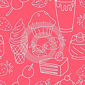 Seamless Abstract Sweet Food Pattern, Pastry Background, Vector Illustration EPS 10.