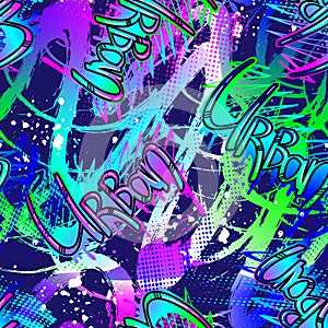 Seamless abstracturban pattern with colorful background and gradient lettering urban