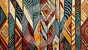 Seamless african modern art pattern with stripes