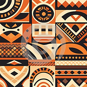 Seamless African pattern. Ethnic ornament on the carpet. Aztec style. Tribal motif. Vector illustration for web design or print. G