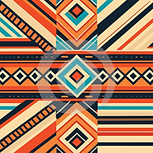 Seamless African pattern. Ethnic ornament on the carpet. Tribal ethnic vector texture. Aztec style. Geometric Generative AI