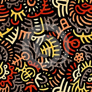 Seamless african pattern in patchwork style. Ethnic and tribal motives. Doodle ornament. Print for textiles. Vector illustration