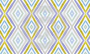Seamless African Pattern. Watercolor Rhombus