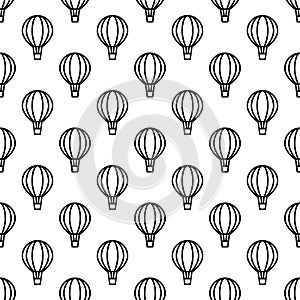 Seamless air balloon pattern. Vector monochrome background