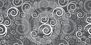 Seamless air pattern of spirals and curls. Ornament for fabrics and packaging.