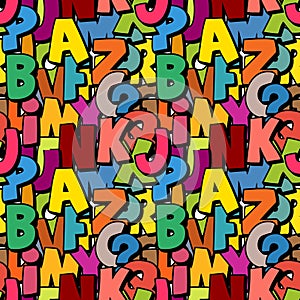 Seamless alphabet pattern made of colorful overlay abc character