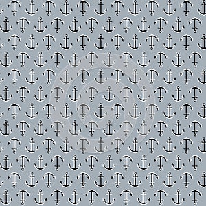 Seamless Anchor Pattern With Grey Background