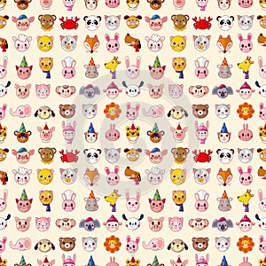 Seamless animal head pattern