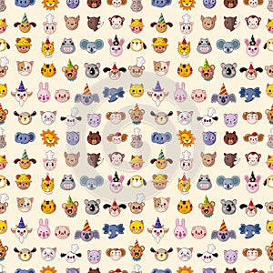 Seamless animal head pattern