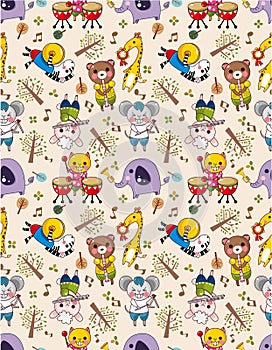 Seamless animal music pattern