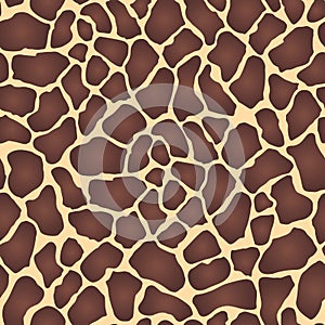 Seamless animal print with red-brown spots on a beige background, giraffe skin, vector