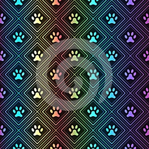 Seamless animal spectrum pattern of paw footprint