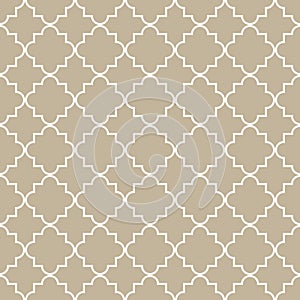 Seamless anthracite geometrical white moroccan lined pattern vector on brown background