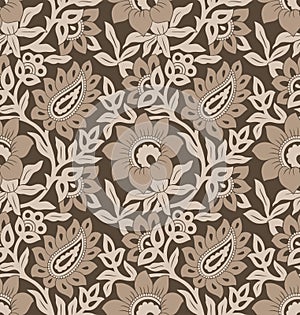 Seamless antique floral with paisley background
