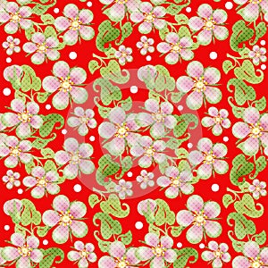 Seamless apple flowers pattern