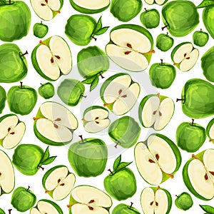 Seamless apple fruit sliced pattern