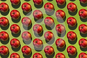 Seamless Apple Pattern on Green Background