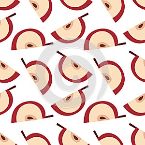 Seamless Apple Slice Pattern Flat Vector Fruit Background