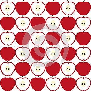 Seamless apple vector pattern on white background