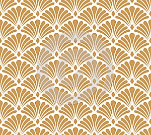 Seamless Arabesque Floral Pattern. Art Deco Style Background. Vector Abstract Flower Texture.