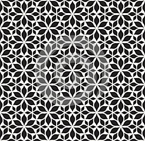 Seamless Arabesque Floral Pattern. Art Deco Style Background. Vector Abstract Flower Texture.