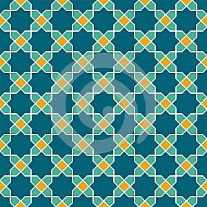 Seamless arabic geometric colored ornament in style girih photo