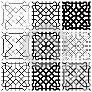 Seamless arabic geometric ornament in black color